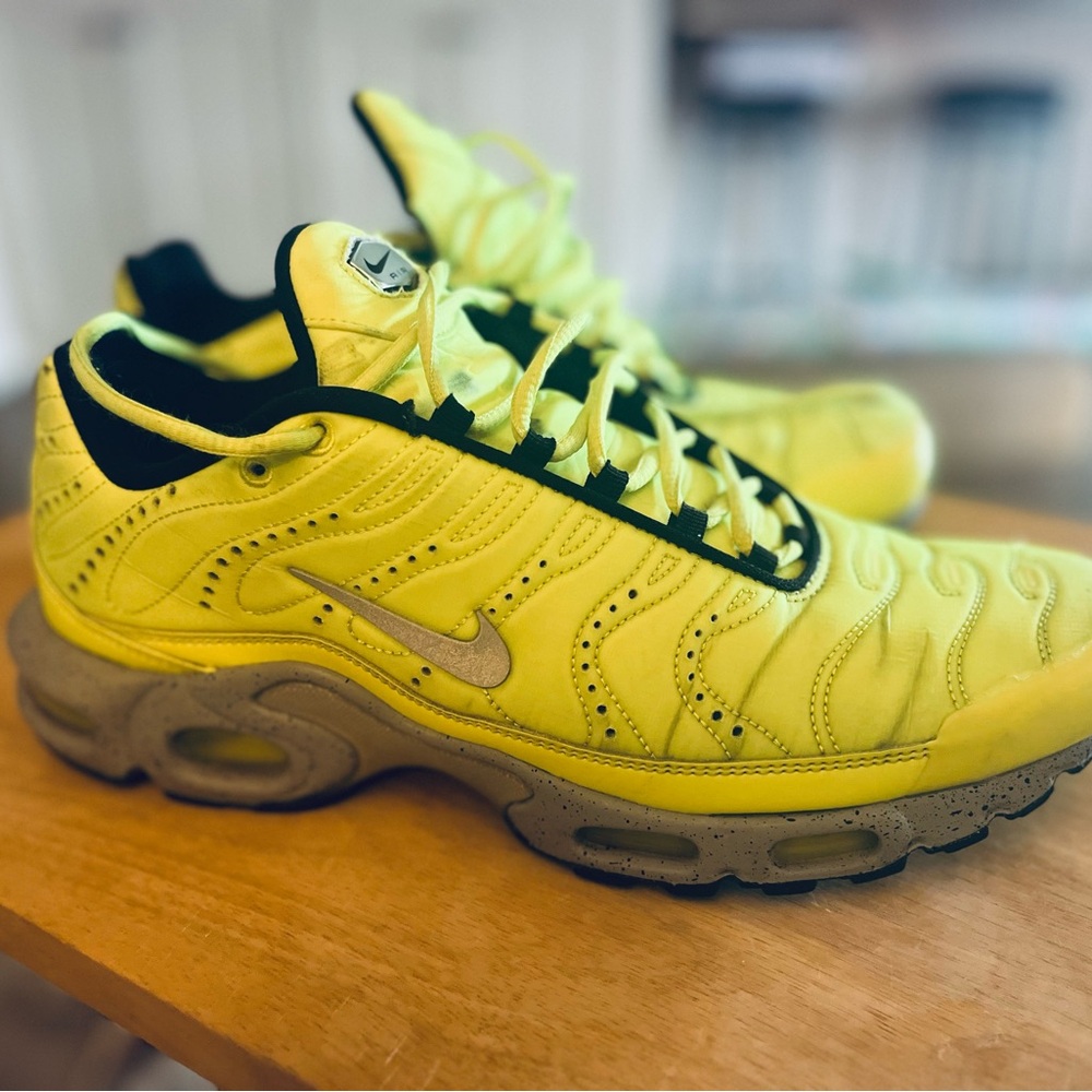 Nike Air Max Plus Bright Yellow and Black Athletic Shoes